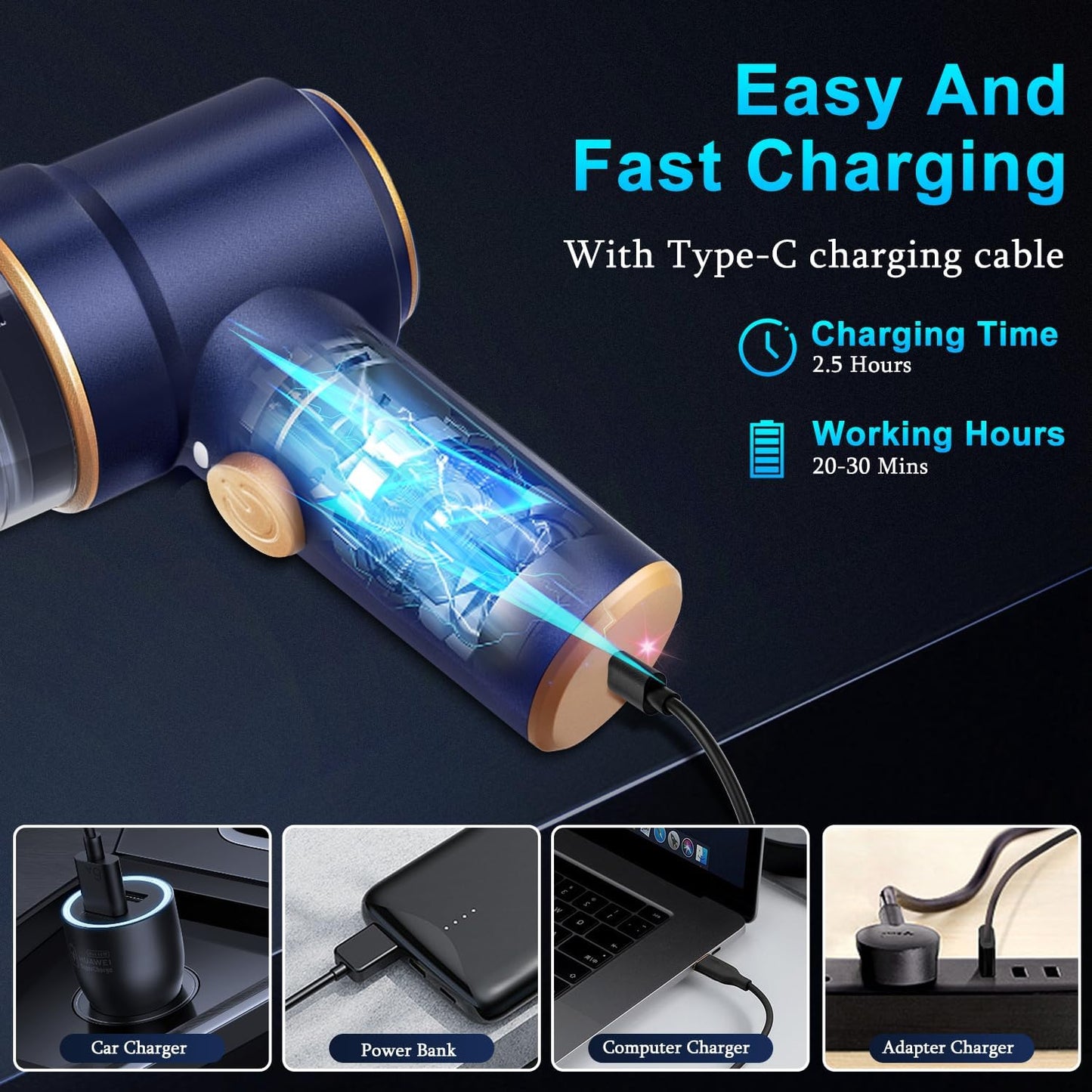 Handheld Car Vacuum Cleaner, 9000Pa Vacuum Cleaner and Air Duster, 120W High Power Hand Held Vacuum with LED Light and Multi-Nozzles for Car, Home, Office, Pet